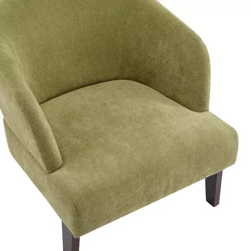 Fauteuil d'appoint moderne avec dossier rond et pieds en bois, revêtement en tissu doux, pour salon ou bureau