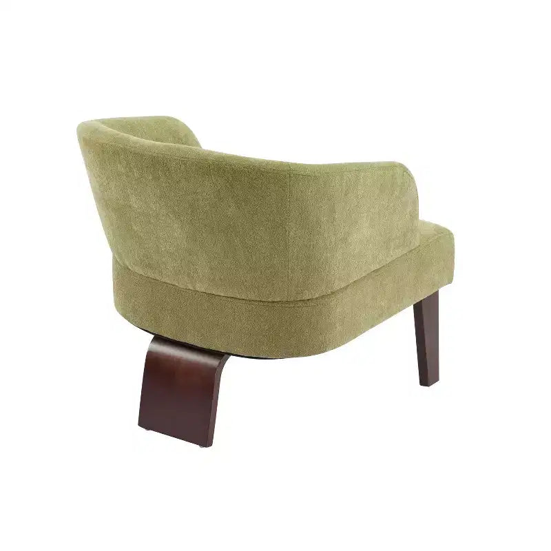 Fauteuil d'appoint moderne avec dossier rond et pieds en bois, revêtement en tissu doux, pour salon ou bureau