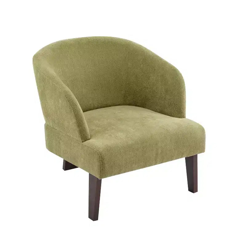 Fauteuil d'appoint moderne avec dossier rond et pieds en bois, revêtement en tissu doux, pour salon ou bureau