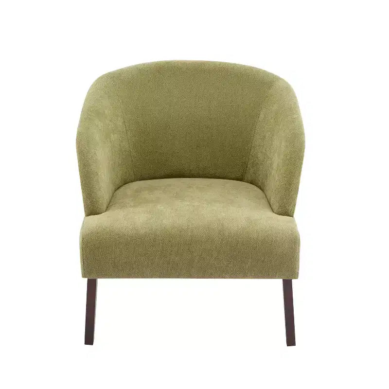 Fauteuil d'appoint moderne avec dossier rond et pieds en bois, revêtement en tissu doux, pour salon ou bureau