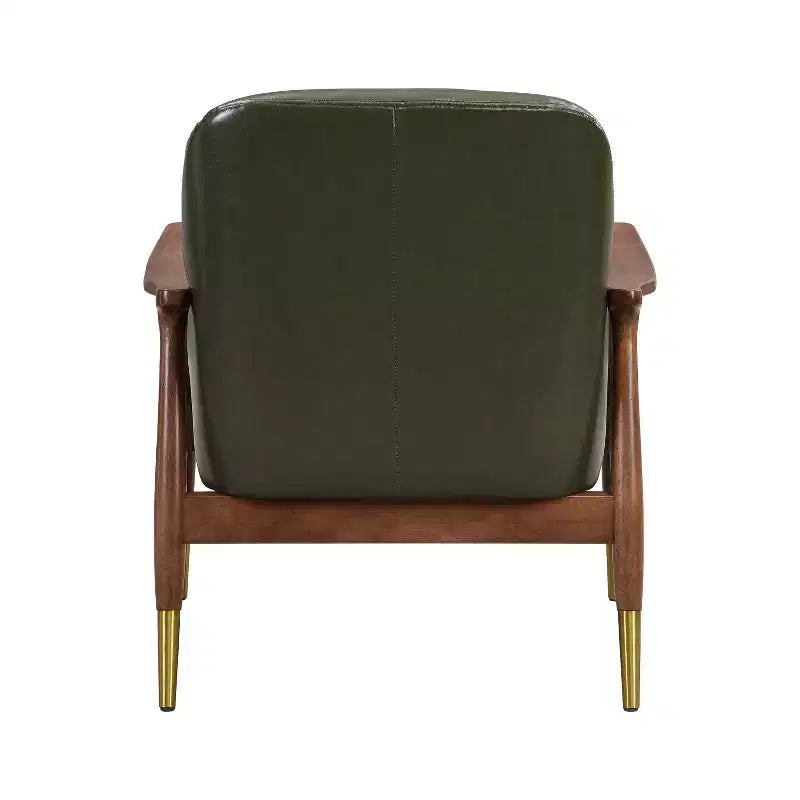 Fauteuil d'appoint style Mid-Century en similicuir de 74,2 cm avec pieds en laiton, pour salon ou bureau