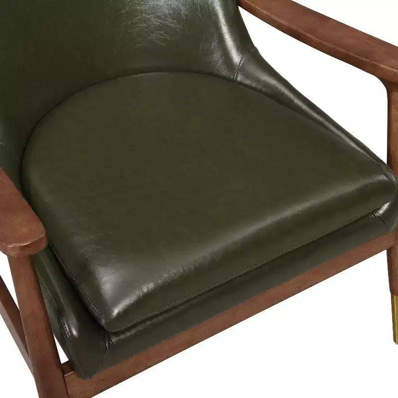 Fauteuil d'appoint style Mid-Century en similicuir de 74,2 cm avec pieds en laiton, pour salon ou bureau