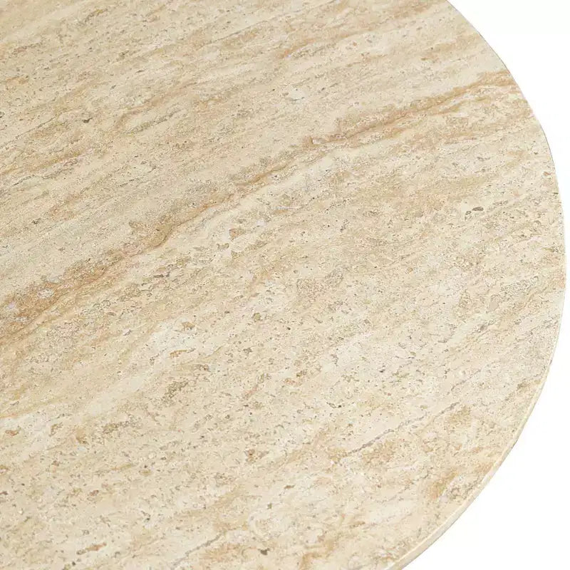 Table basse ronde en fibrestone avec piètement, table d'appoint pour usage intérieur ou extérieur, design sculpté avec patins antidérapants