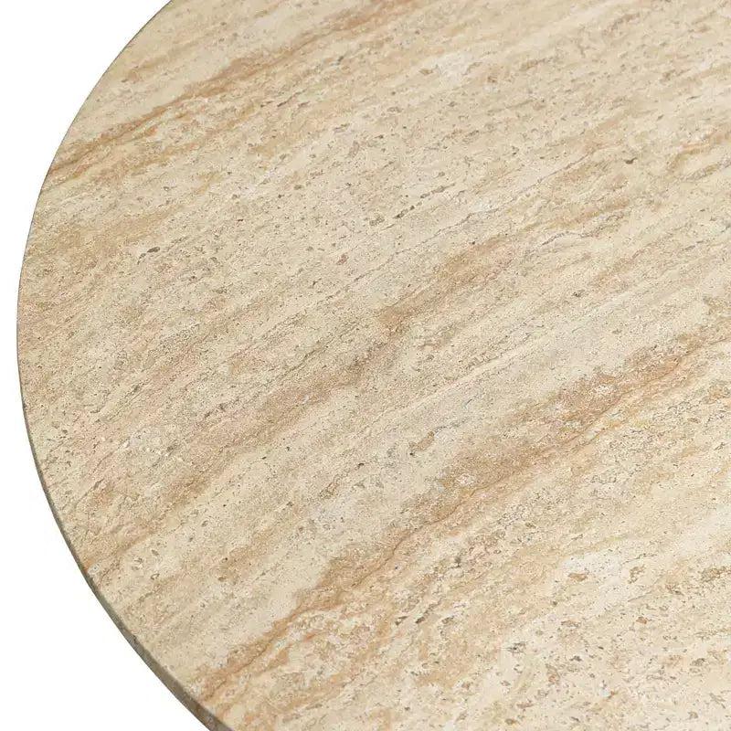 Table basse ronde en fibrestone avec piètement, table d'appoint pour usage intérieur ou extérieur, design sculpté avec patins antidérapants