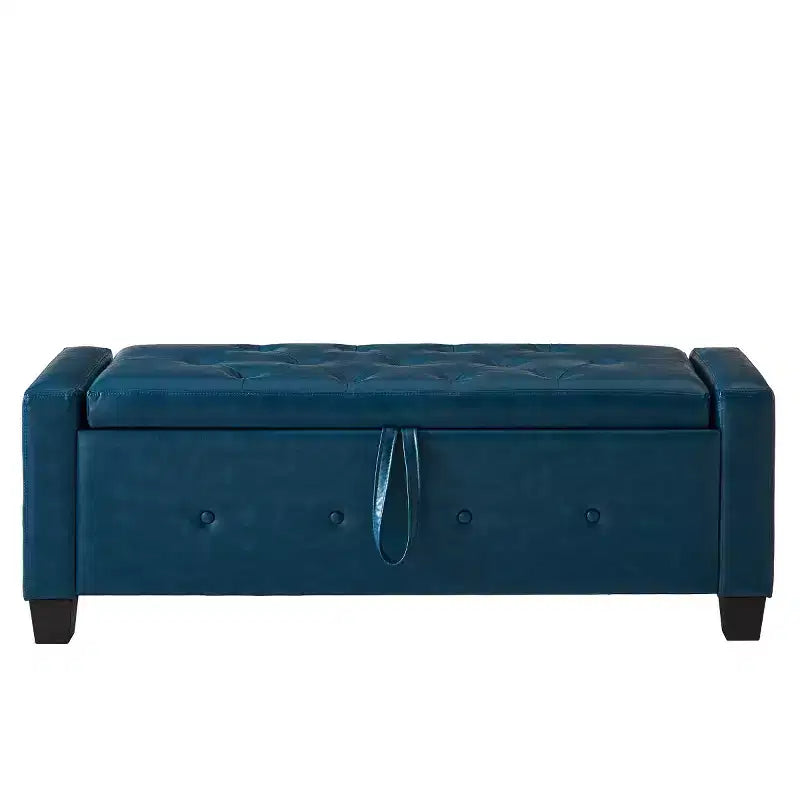 Banc de rangement moderne 48 pouces en cuir PU avec plateau à charnière, banc d'entrée avec rangement pour salon, chambre ou entrée