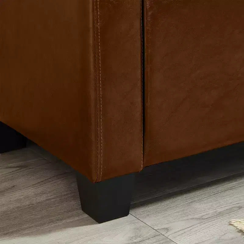 Banc de rangement moderne 48 pouces en cuir PU avec plateau à charnière, banc d'entrée avec rangement pour salon, chambre ou entrée