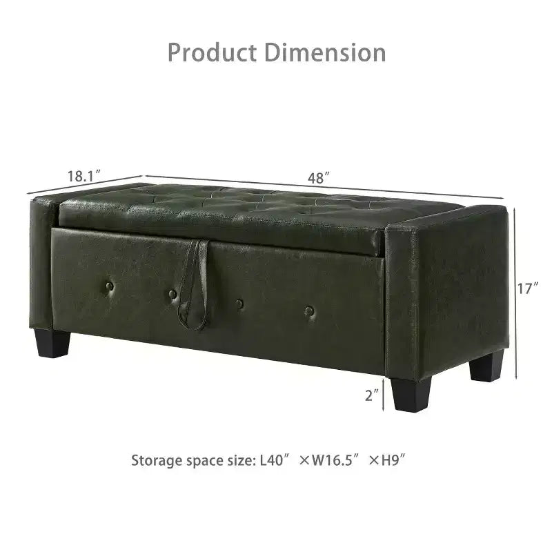 Banc de rangement moderne 48 pouces en cuir PU avec plateau à charnière, banc d'entrée avec rangement pour salon, chambre ou entrée