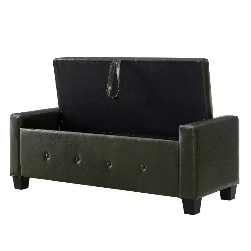 Banc de rangement moderne 48 pouces en cuir PU avec plateau à charnière, banc d'entrée avec rangement pour salon, chambre ou entrée