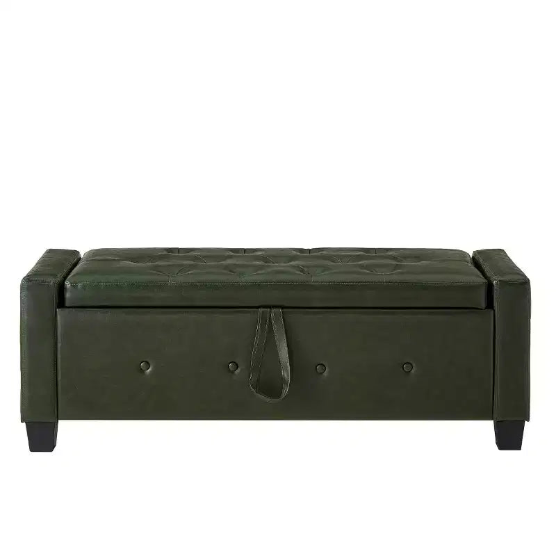 Banc de rangement moderne 48 pouces en cuir PU avec plateau à charnière, banc d'entrée avec rangement pour salon, chambre ou entrée