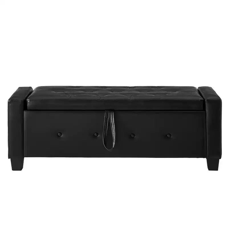 Banc de rangement moderne 48 pouces en cuir PU avec plateau à charnière, banc d'entrée avec rangement pour salon, chambre ou entrée