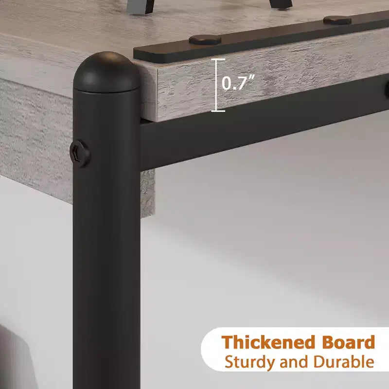 Console de ferme 40 po avec 2 tablettes, table de canapé et d'entrée à lattes grises
