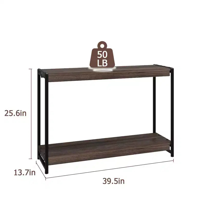 Console de ferme 40 po avec 2 tablettes, table de canapé et d'entrée à lattes grises