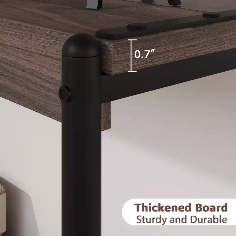 Console de ferme 40 po avec 2 tablettes, table de canapé et d'entrée à lattes grises