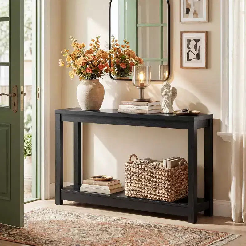Console 47 pouces avec étagère de rangement, Table d'entrée étroite derrière le canapé