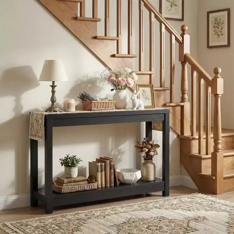 Console 47 pouces avec étagère de rangement, Table d'entrée étroite derrière le canapé