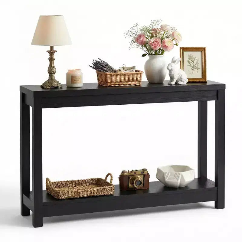 Console 47 pouces avec étagère de rangement, Table d'entrée étroite derrière le canapé