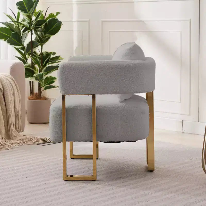 Lot de 2 chaises d'appoint modernes avec revêtement en tissu polaire Teddy et pieds en métal doré