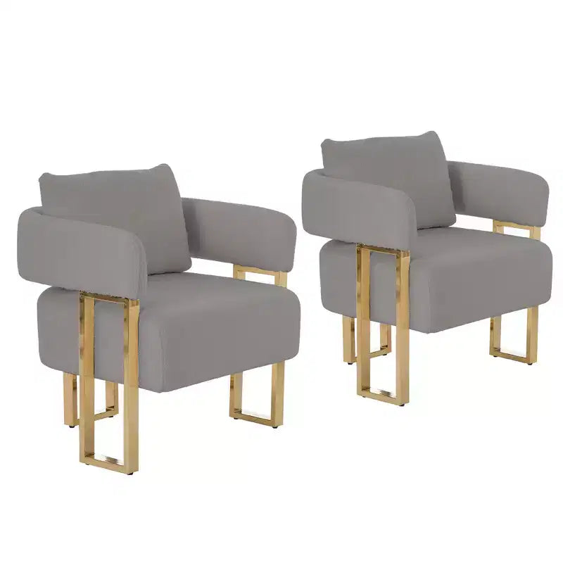 Lot de 2 chaises d'appoint modernes avec revêtement en tissu polaire Teddy et pieds en métal doré