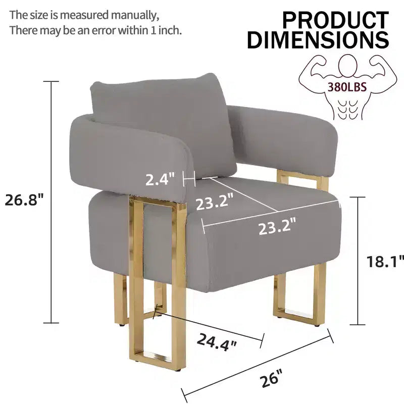 Lot de 2 chaises d'appoint modernes avec revêtement en tissu polaire Teddy et pieds en métal doré
