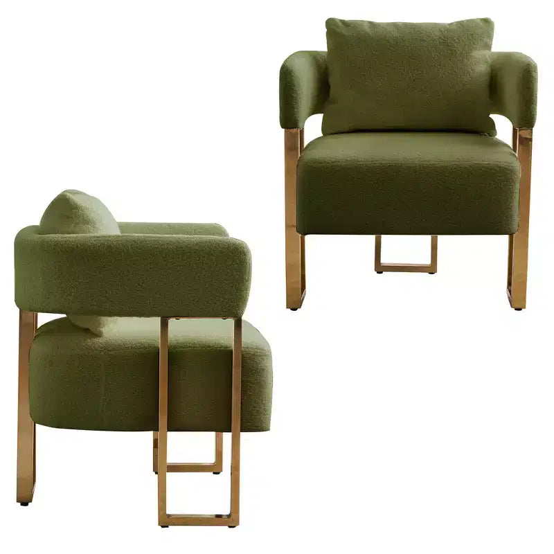 Lot de 2 chaises d'appoint modernes avec revêtement en tissu polaire Teddy et pieds en métal doré