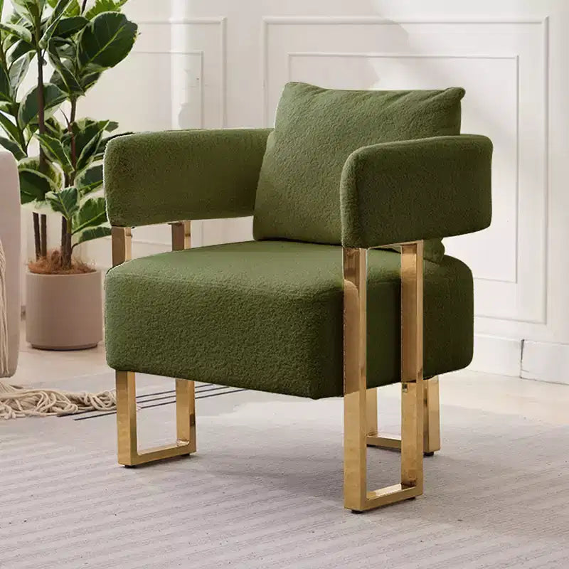 Lot de 2 chaises d'appoint modernes avec revêtement en tissu polaire Teddy et pieds en métal doré