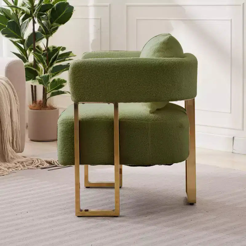 Lot de 2 chaises d'appoint modernes avec revêtement en tissu polaire Teddy et pieds en métal doré