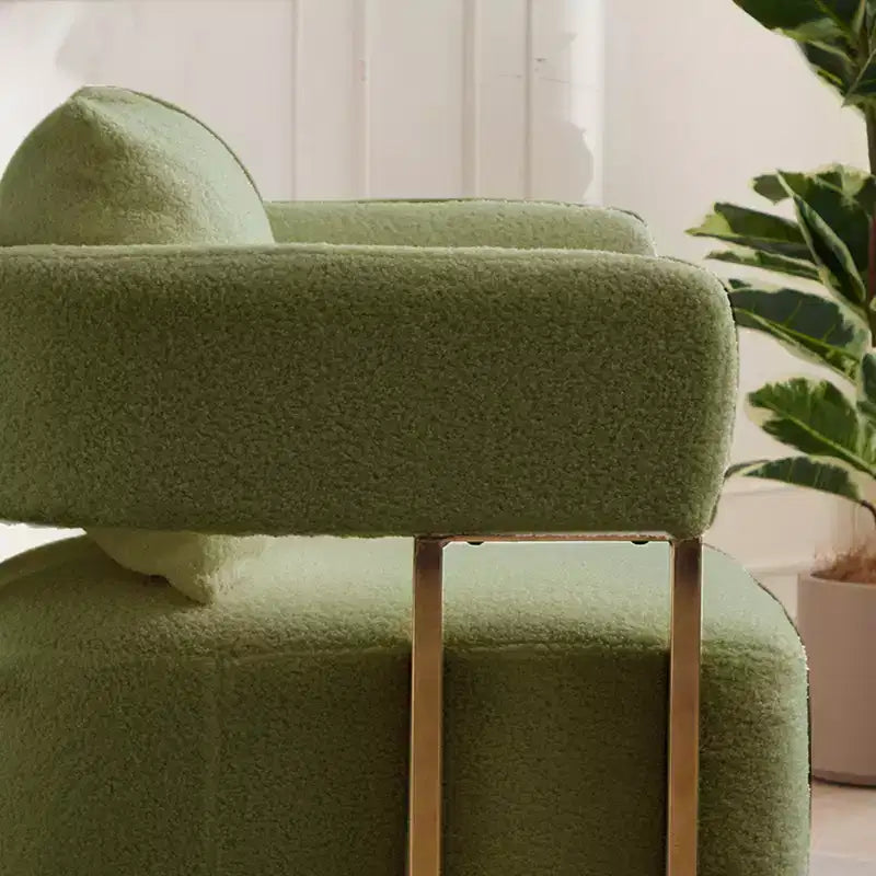 Lot de 2 chaises d'appoint modernes avec revêtement en tissu polaire Teddy et pieds en métal doré