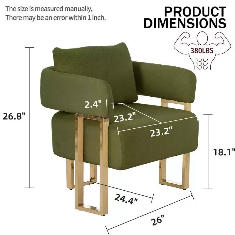 Lot de 2 chaises d'appoint modernes avec revêtement en tissu polaire Teddy et pieds en métal doré