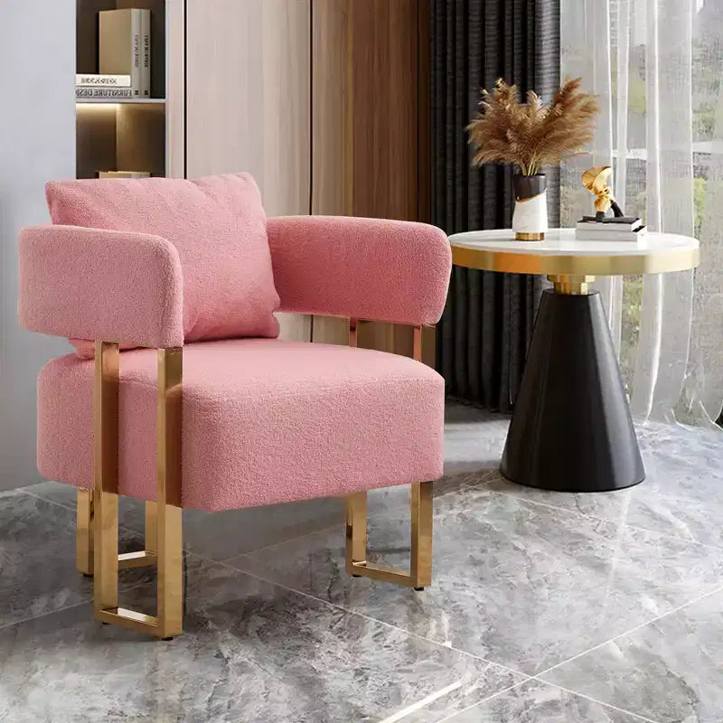 Lot de 2 chaises d'appoint modernes avec revêtement en tissu polaire Teddy et pieds en métal doré