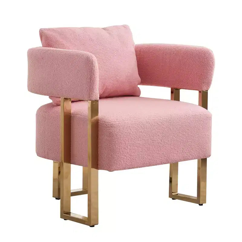 Lot de 2 chaises d'appoint modernes avec revêtement en tissu polaire Teddy et pieds en métal doré