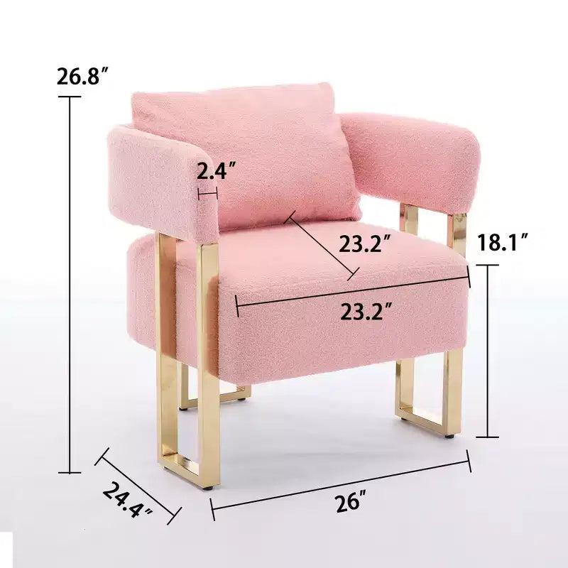 Lot de 2 chaises d'appoint modernes avec revêtement en tissu polaire Teddy et pieds en métal doré