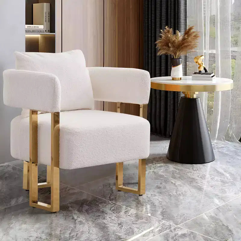 Lot de 2 chaises d'appoint modernes avec revêtement en tissu polaire Teddy et pieds en métal doré