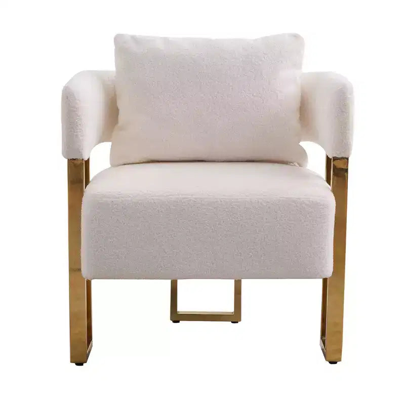 Lot de 2 chaises d'appoint modernes avec revêtement en tissu polaire Teddy et pieds en métal doré