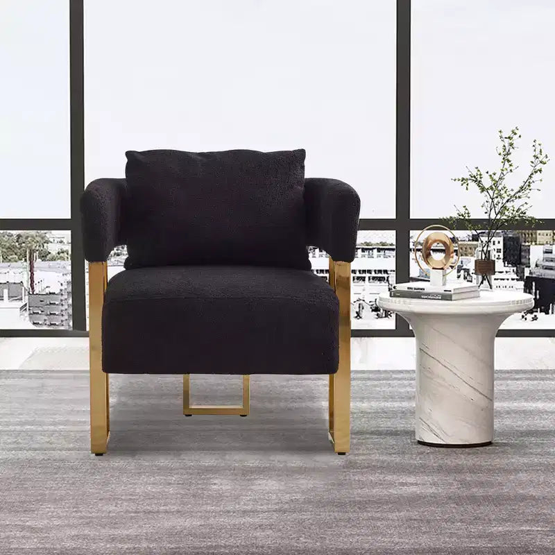 Lot de 2 chaises d'appoint modernes avec revêtement en tissu polaire Teddy et pieds en métal doré