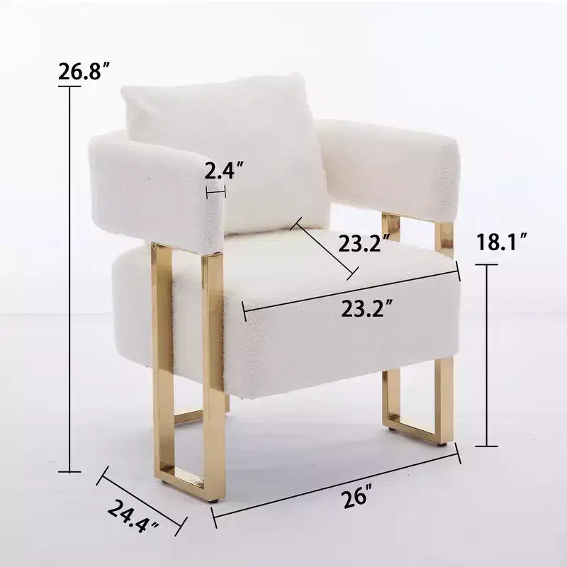 Lot de 2 chaises d'appoint modernes avec revêtement en tissu polaire Teddy et pieds en métal doré