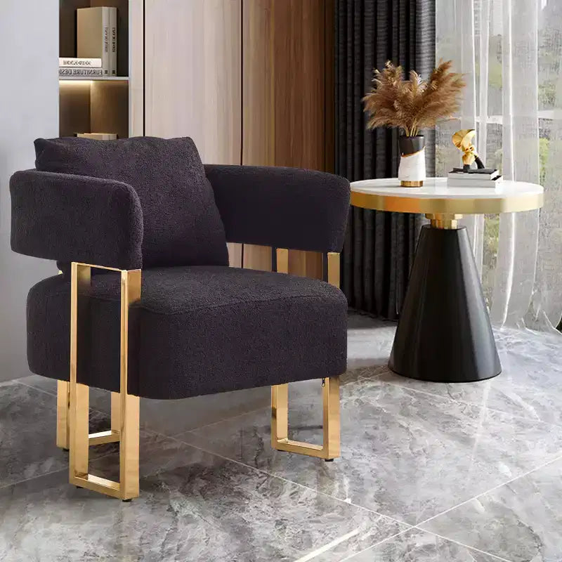Lot de 2 chaises d'appoint modernes avec revêtement en tissu polaire Teddy et pieds en métal doré