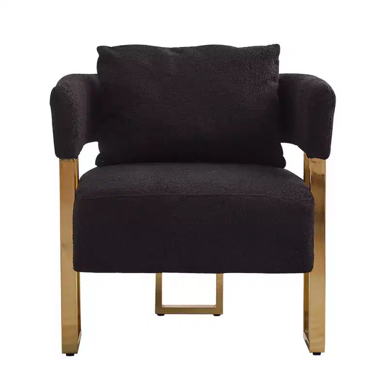Lot de 2 chaises d'appoint modernes avec revêtement en tissu polaire Teddy et pieds en métal doré