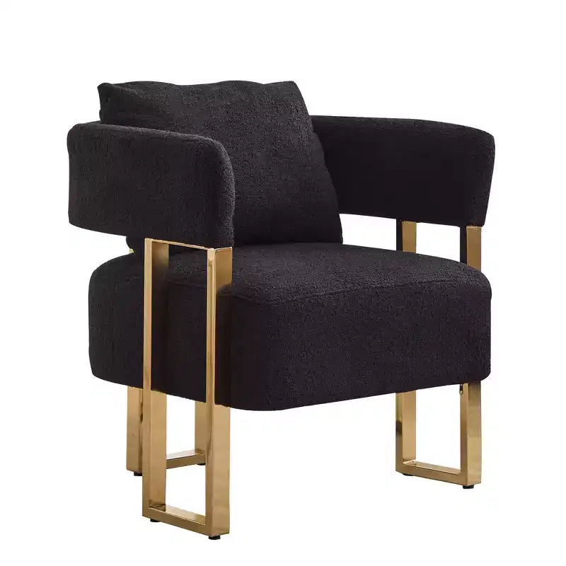 Lot de 2 chaises d'appoint modernes avec revêtement en tissu polaire Teddy et pieds en métal doré
