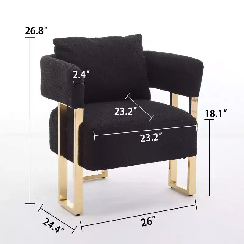 Lot de 2 chaises d'appoint modernes avec revêtement en tissu polaire Teddy et pieds en métal doré