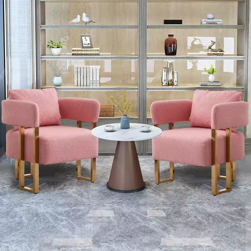 Lot de 2 chaises d'appoint modernes avec revêtement en tissu polaire Teddy et pieds en métal doré