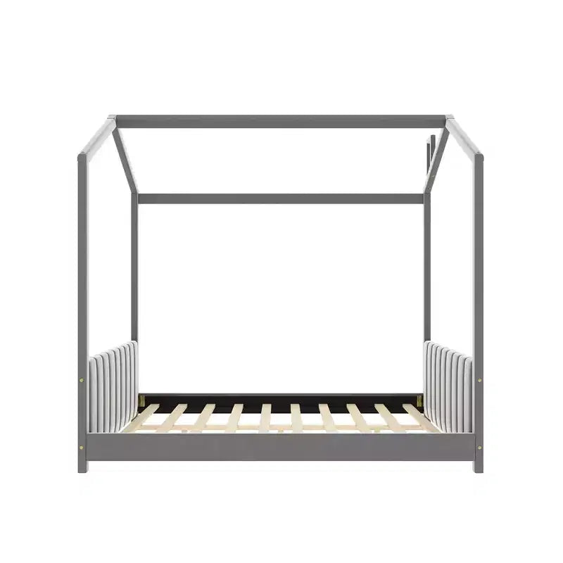 Lit en velours pour chambre d'enfant, gris