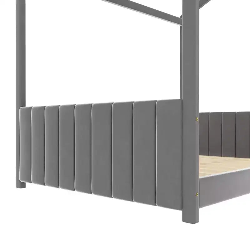 Lit en velours pour chambre d'enfant, gris
