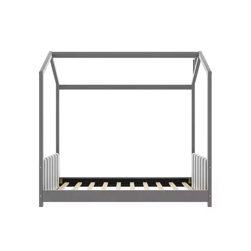 Lit en velours pour chambre d'enfant, gris