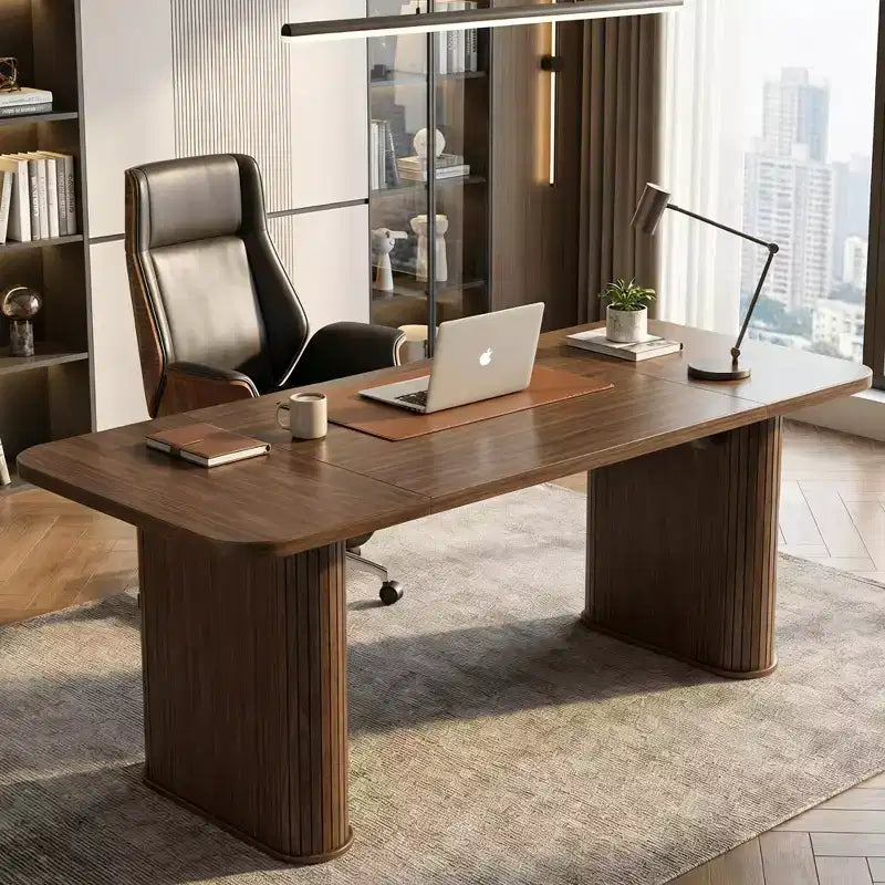 Table de salle à manger pour 6-8 personnes - Grande table de cuisine moderne de 62 pouces avec plateau large et pieds de piédestal robustes, table à dîner rectangulaire
