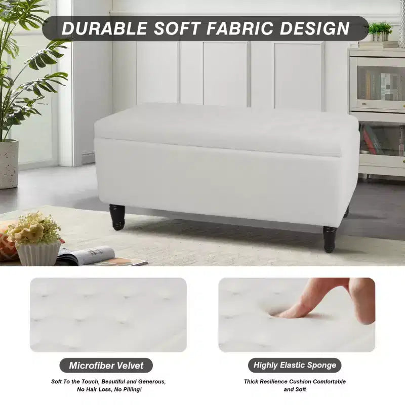 47 Pouf de rangement en velours touffeté