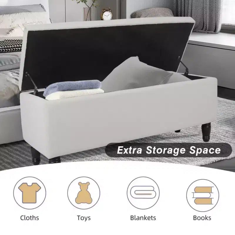 47 Pouf de rangement en velours touffeté