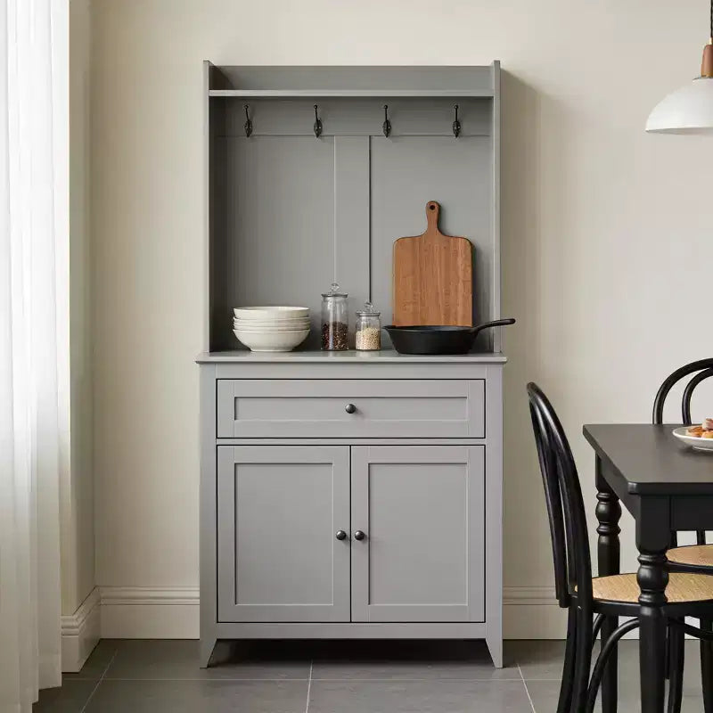 Meuble de rangement de 160 cm avec 4 crochets, 1 grand tiroir, étagères réglables pour salon, salle à manger