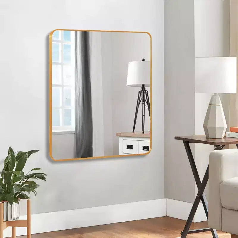 Miroir de salle de bain carré encadré en métal pour le mur