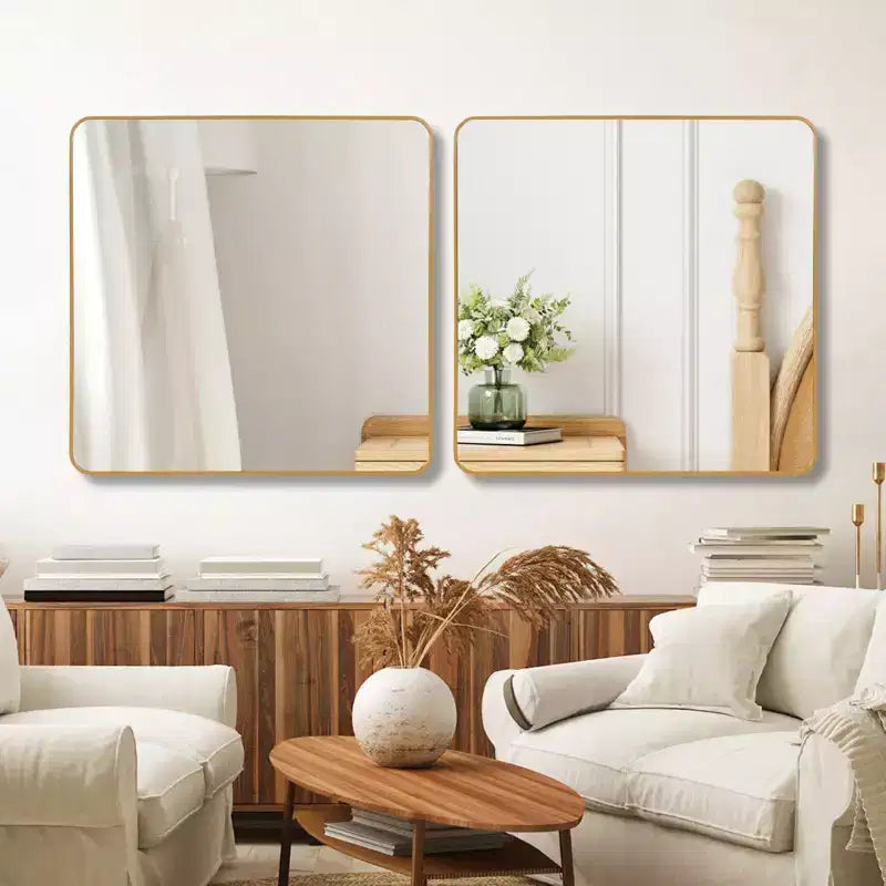Miroir de salle de bain carré encadré en métal pour le mur