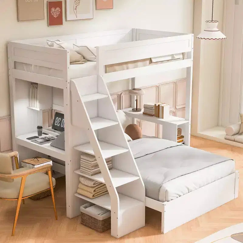 Lit superposé Twin XL sur Full avec bureau et USB